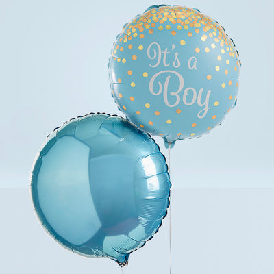 Welcome Baby Boy Balloons with Personalised Bertie Gift