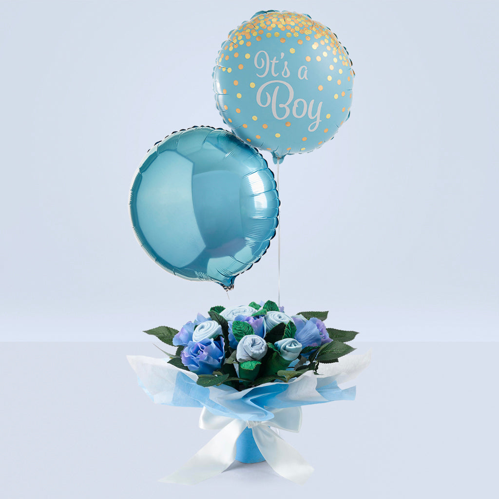 New Baby Gift Welcome Baby Boy Balloon Bouquet With Baby Clothes Bouquet