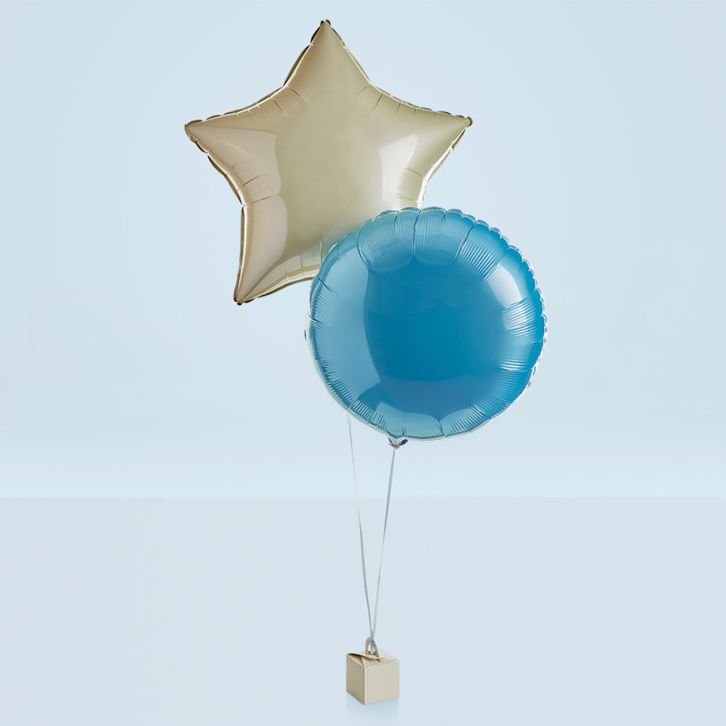 Baby Boy Present Moon And Stars Balloon Bouquet Blue