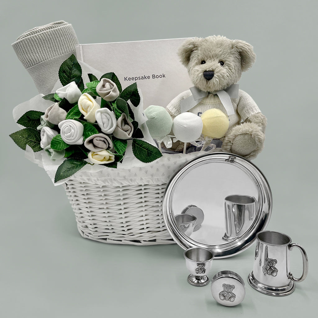 Personalised Christening Hamper Luxury Little Treasures Celebration Basket With Tankard