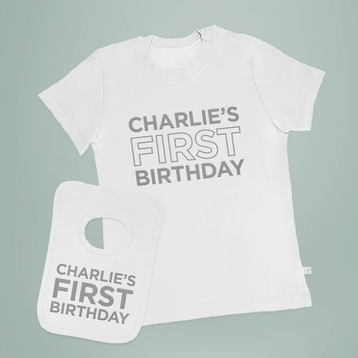 First Birthday Gift Personalised T Shirt And Bib Set