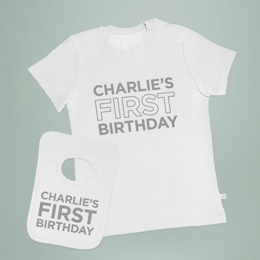 First Birthday Gift Personalised T Shirt And Bib Set