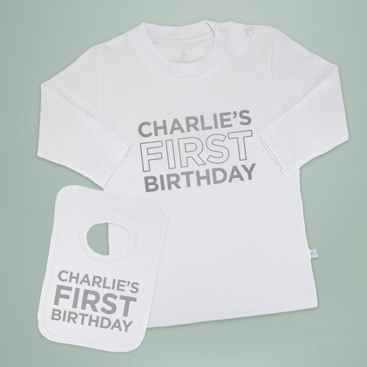 First Birthday Gift Personalised T Shirt And Bib Set