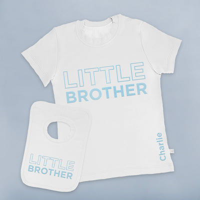 Sibling Personalised Gift Little Brother Short Sleeved T Shirt And Bib Set