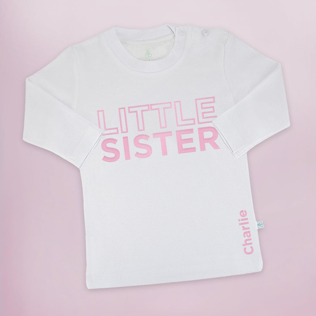 Sibling Gift  Personalised Little Sister Long Sleeved T-Shirt 
