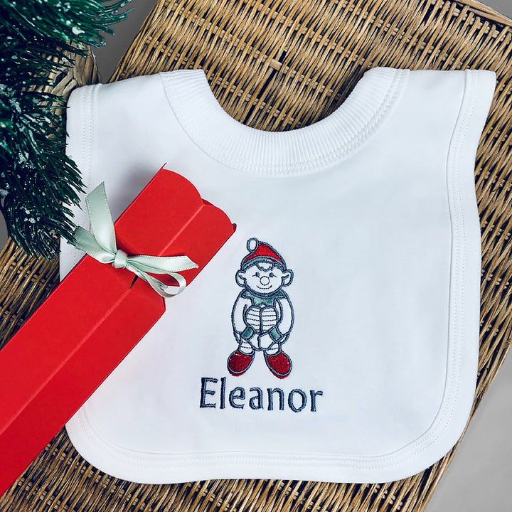 Baby's First Christmas Personalised Elf Bib Christmas Cracker