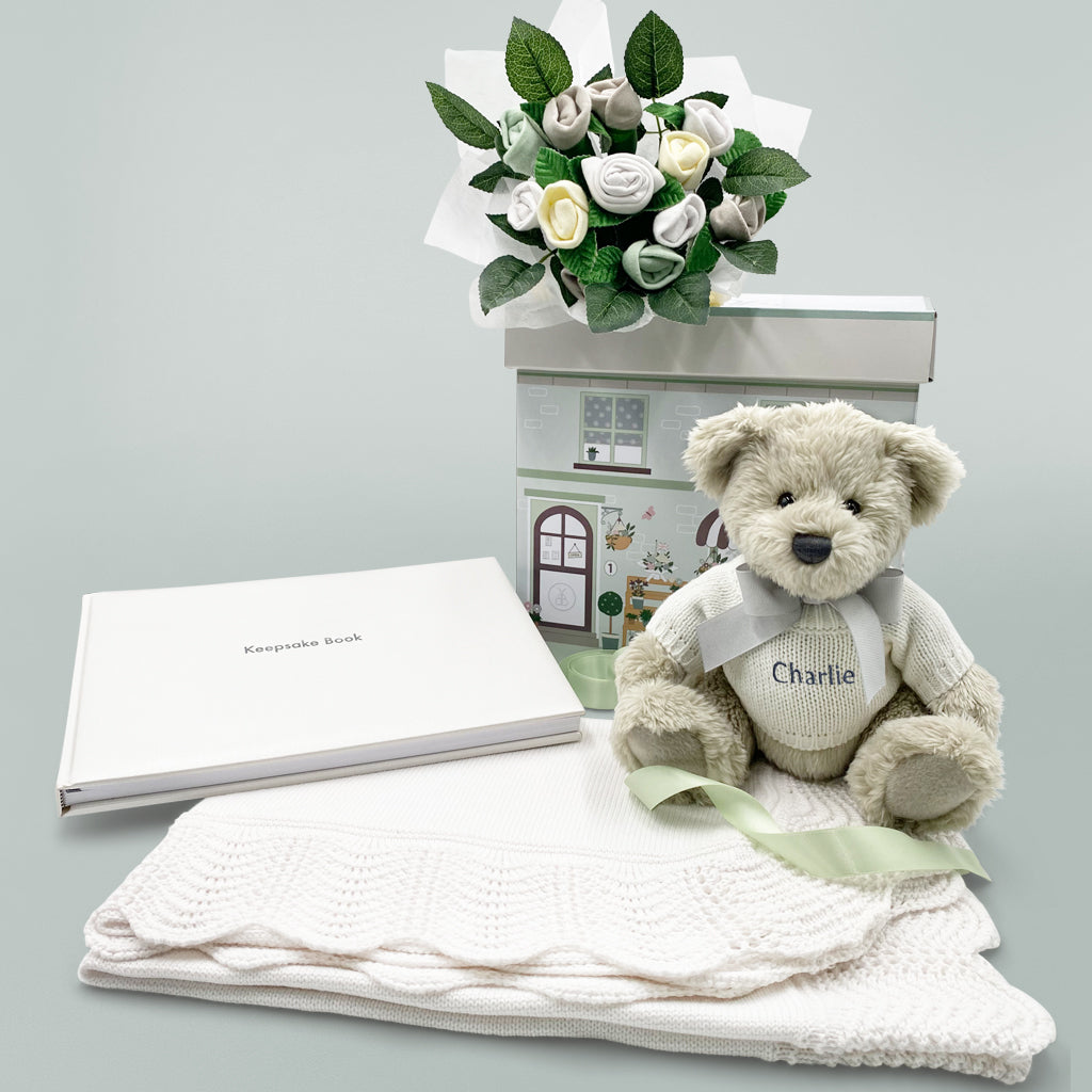 Christening Gift Personalised Keepsake Hamper With Teddy Bear Soft Toy