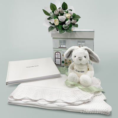 Christening Gift Personalised Keepsake Hamper With Bunny Soft Toy