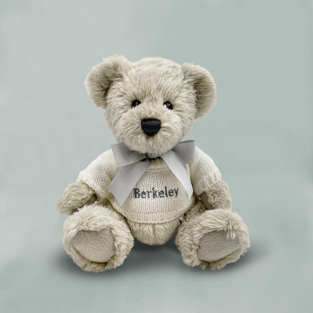 New Baby Christmas Welcome Hamper with Personalised Berkeley Bear, Grey