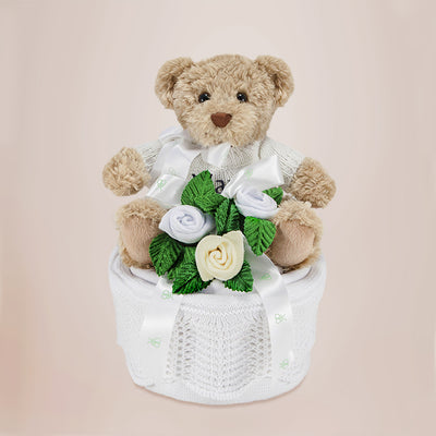 New Baby Boy Gift Teddy Bear Blanket Cake