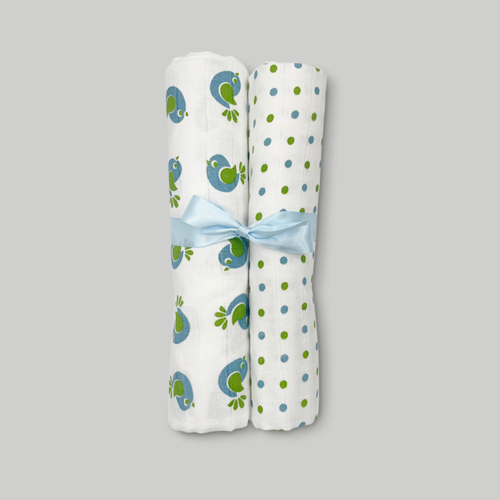 Muslin Swaddles Baby Gift Set, Blue