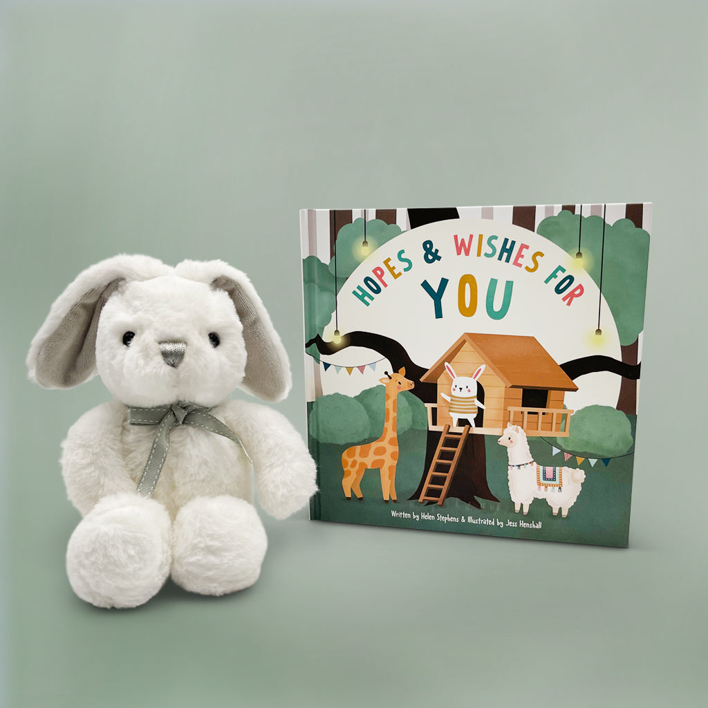 Baby Gift Set Of Bunny Soft Toy And Book Hopes Wishes For You Book