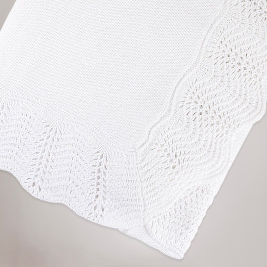 Traditional Knitted Baby Blanket, White