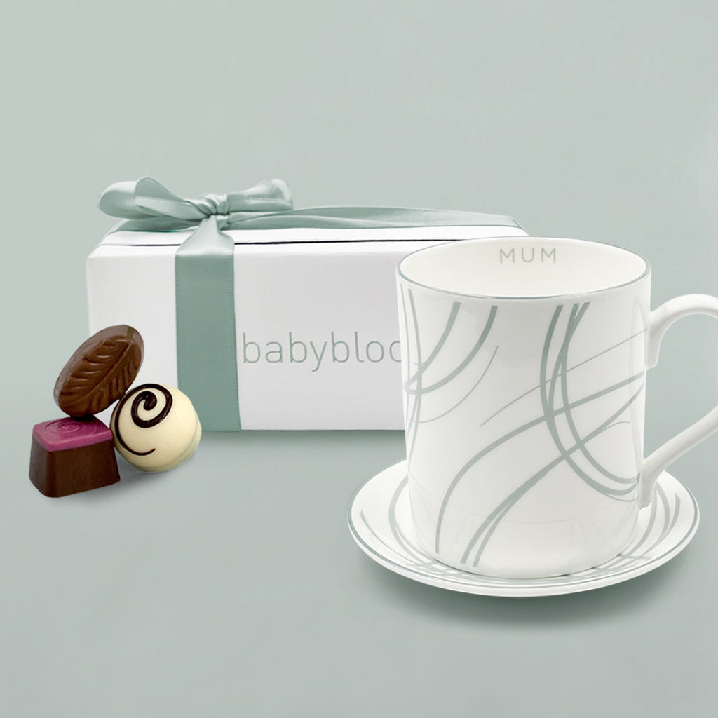 New Mum Present Fine Bone China Mug And Saucer With Chocolates