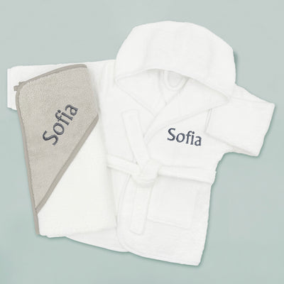 Baby Gift Personalised Bathrobe And Hooded Towel 0-12 Months