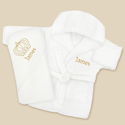 Baby Gift Set Personalised Bathrobe And Hooded Towel Little Prince 1-2 Years