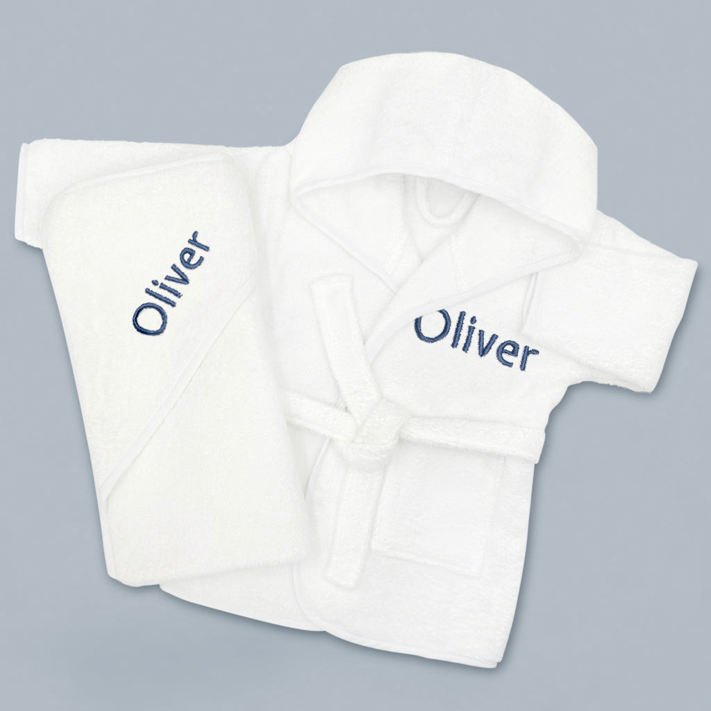 Baby Boy Gift Personalised Bathrobe And Hooded Towel 1-2 Years