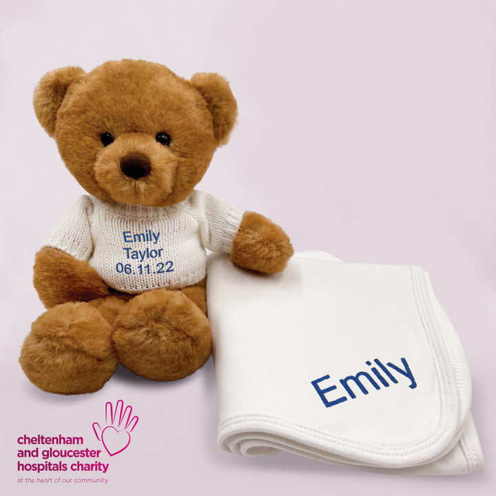 Personalised Hospital Keepsake Bear with Snuggle Wrap