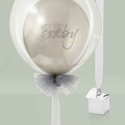 Luxury Rose Baby Clothes Bouquet, Balloon and Personalised Blanket, Grey