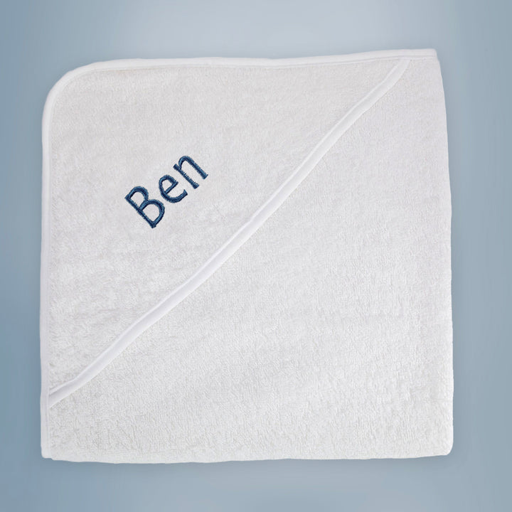 Childrens Large Personalised Hooded Bath Towel Blue