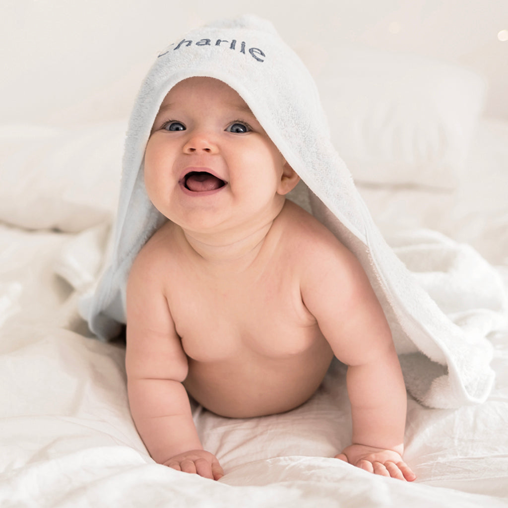 Personalised Baby Boy Hooded Towel