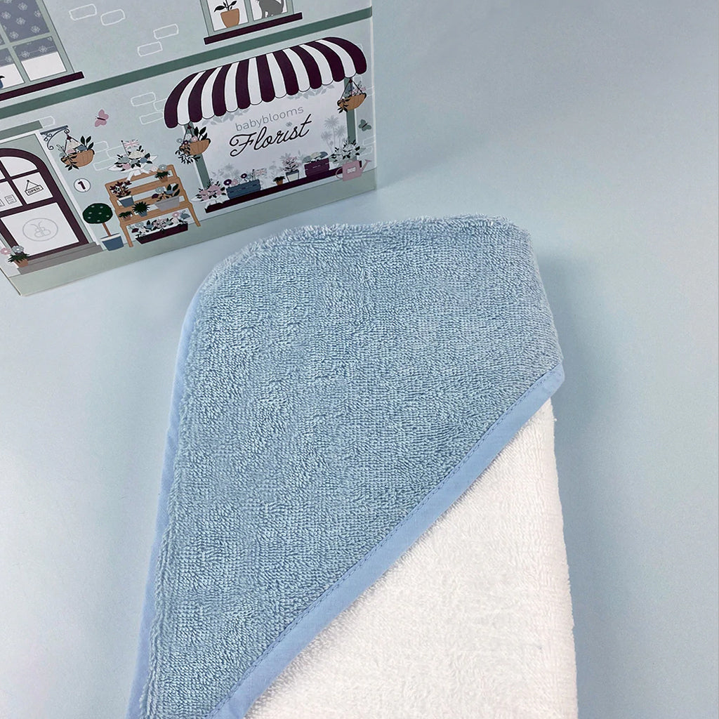 Welcome Baby Clothes Posy With Hooded Baby Towel, Blue