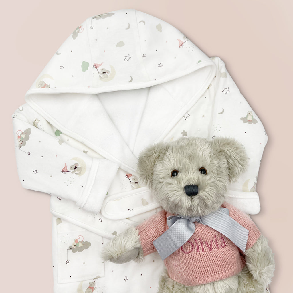Personalised Berkeley Bear & Little Love Bathrobe, Pink