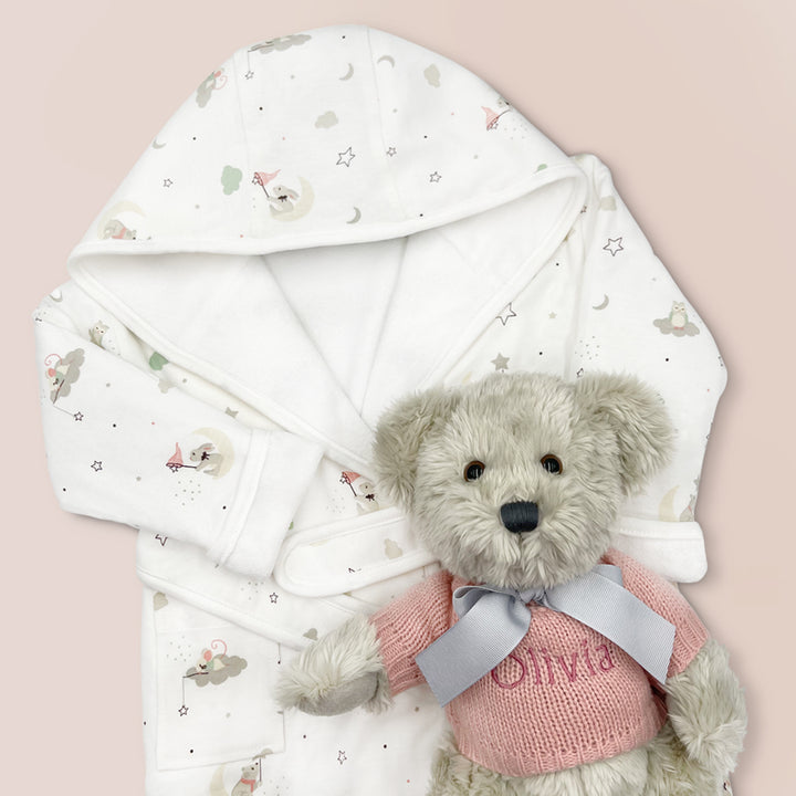 Personalised Berkeley Bear & Little Love Bathrobe, Pink