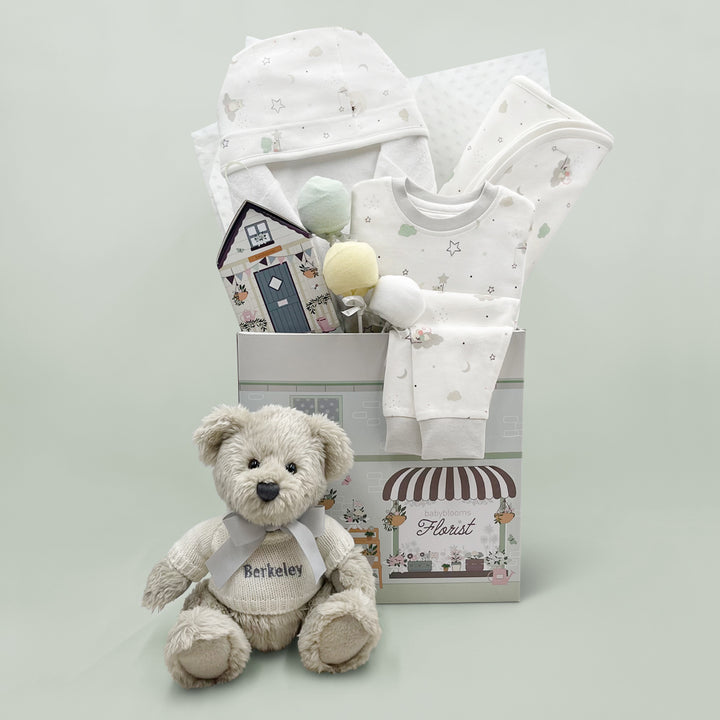 New Baby Hamper Personalised With Teddy Bear