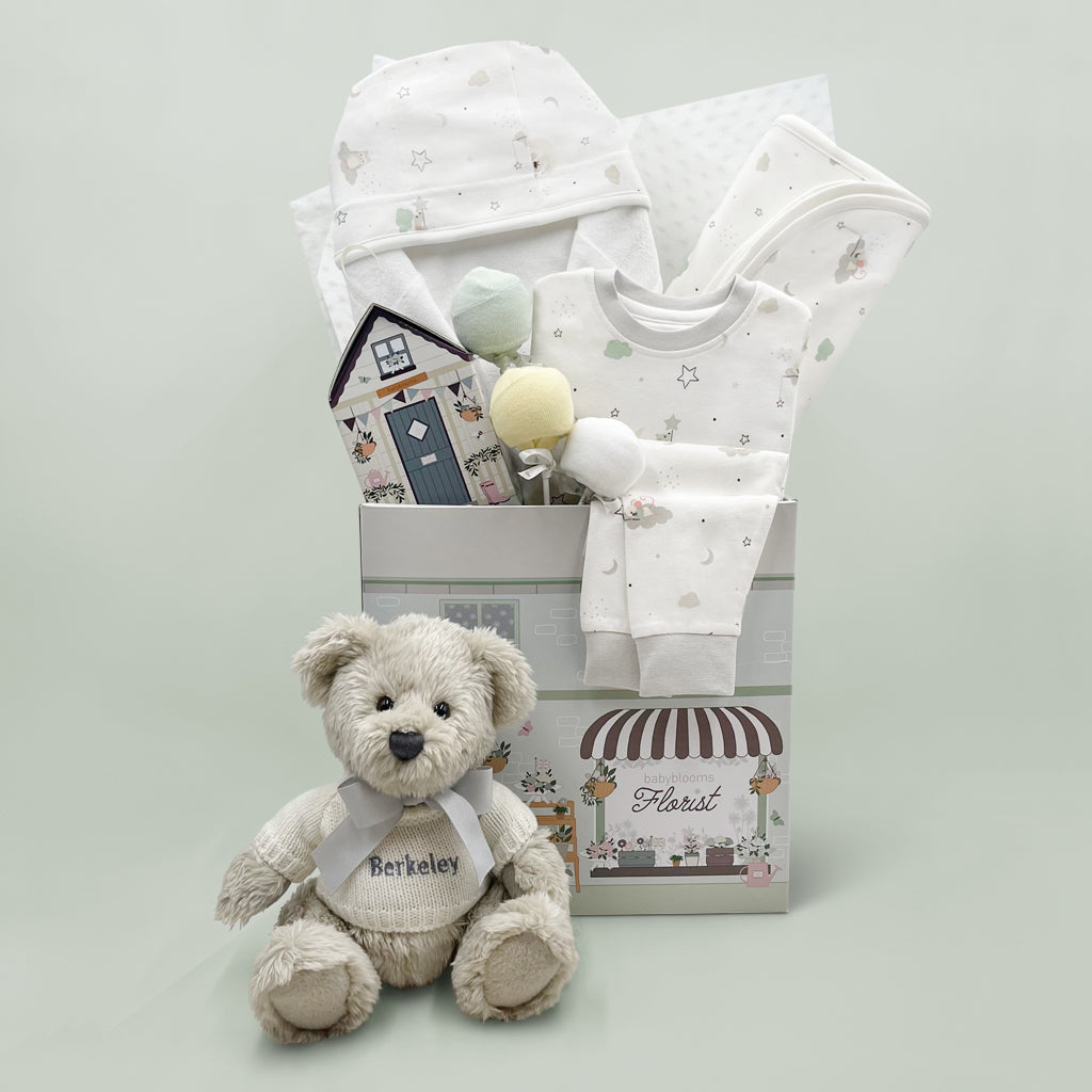 New Baby Hamper Personalised With Teddy Bear
