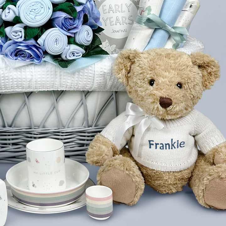 Personalised Little Love Moses Basket Baby Hamper- Blue
