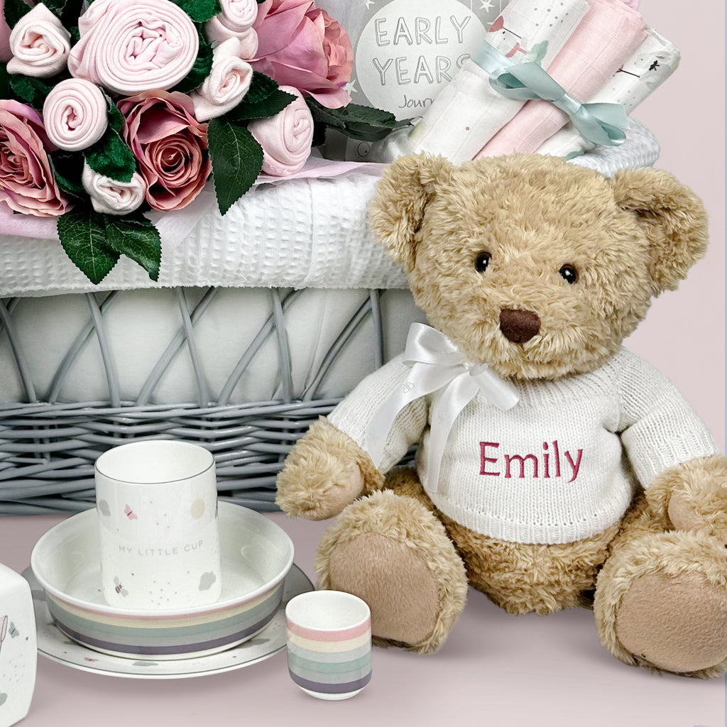 Personalised Little Love Moses Basket Baby Hamper- Pink