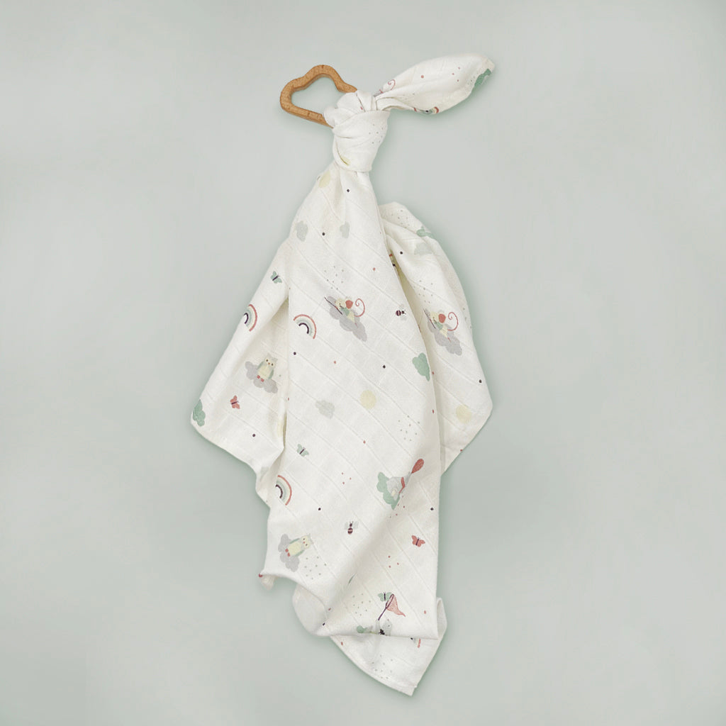 Little Love Trio of Muslins With Wooden Teethers