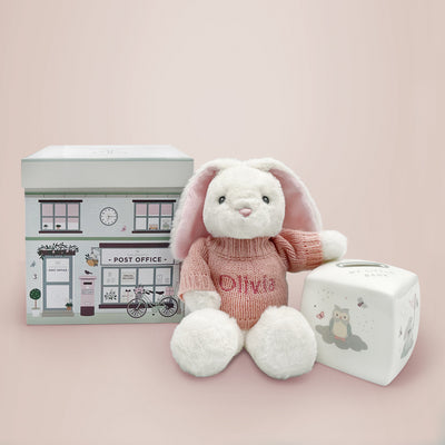 Personalised Pink Bunny and Little Love Money Box