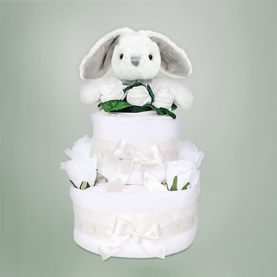 Baby Shower Gift Eco Bunny Two Tier Nappy Cake 