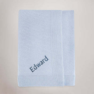 Personalised Knitted Baby Blanket, Blue