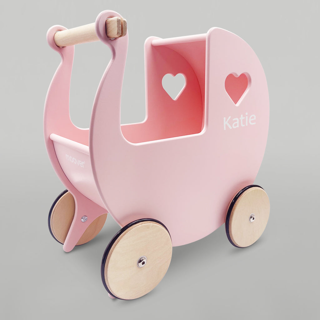 First Birthday Gift For Girls Personalised Pink Wooden Pram