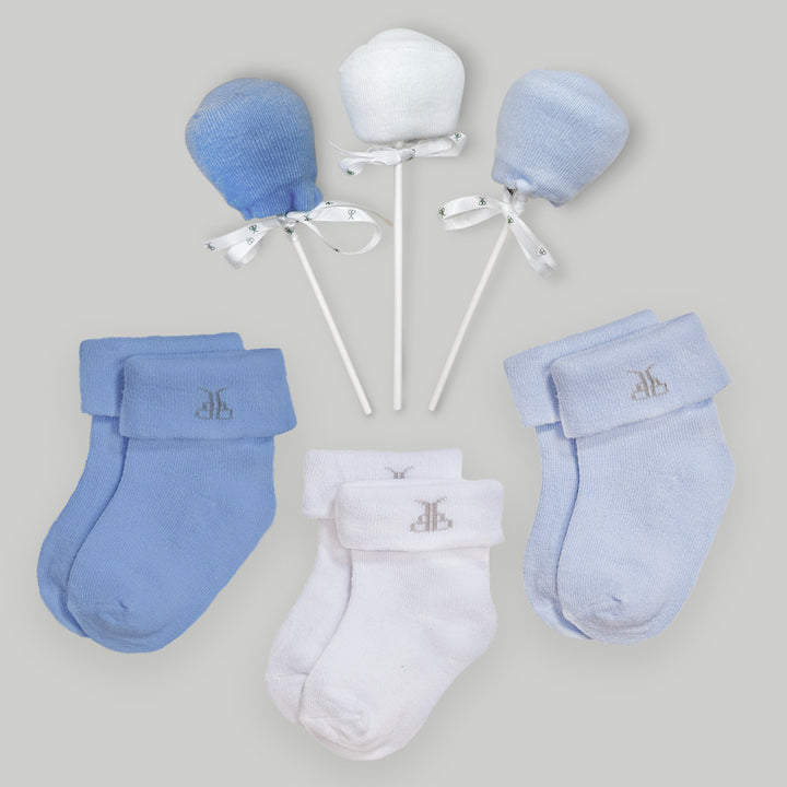Trio of Sock-Pops New Baby Gift, Blue