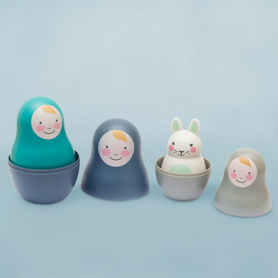 Baby Gift Blue Pastel Nesting Babies With Chiming Bo Bunny