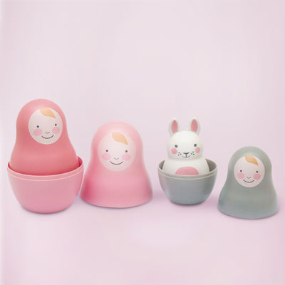 Baby Present Pink Pastel Nesting Babies With Chiming Bo Bunny