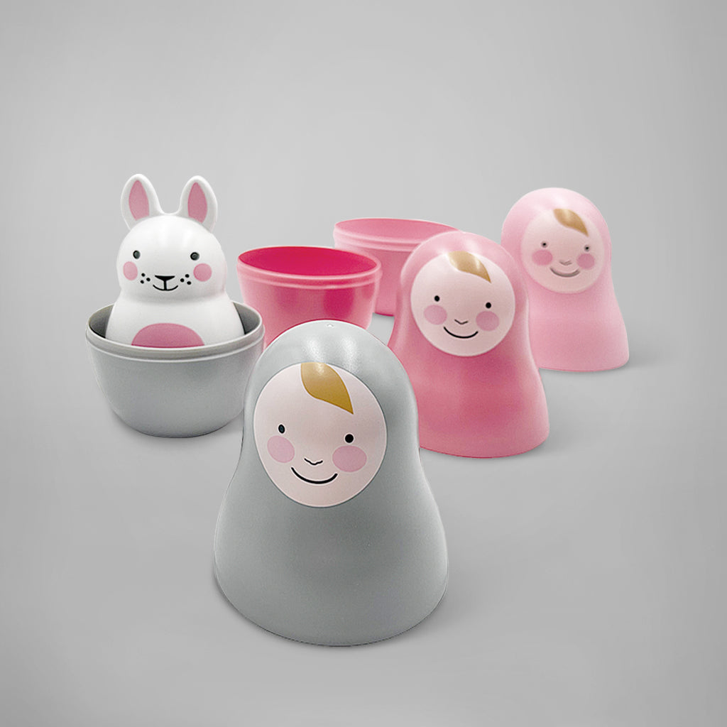 Pink Pastel Nesting Babies with Chiming Bo Bunny