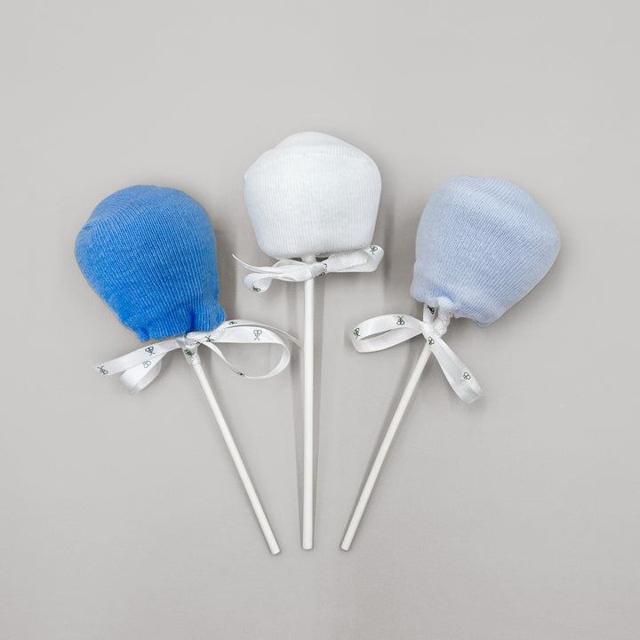 Trio of Blue Sock-Pops