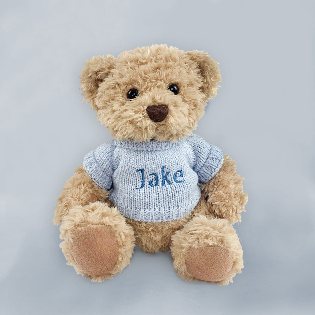 Personalised Bertie Bear with Blanket, Blue
