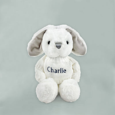 Little Bunny Bath and Bedtime Hamper, Grey - 1-2 Years with White Personalised Bathrobe