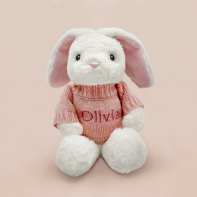 Little Bunny Bath and Bedtime Hamper, Pink - 1-2 Years with White Personalised Bathrobe