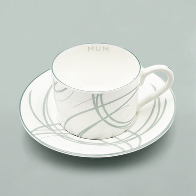 Mum's Fine Bone China Cup and Saucer Gift Set with Tea and Biscuits