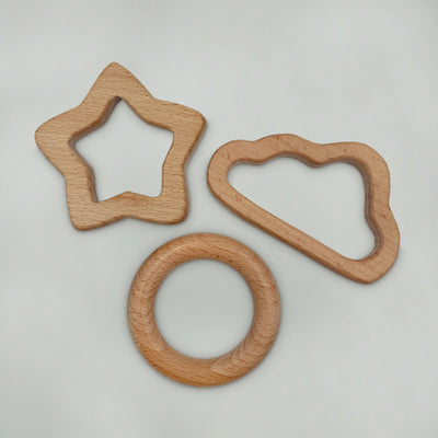 Little Love Trio of Muslins With Wooden Teethers