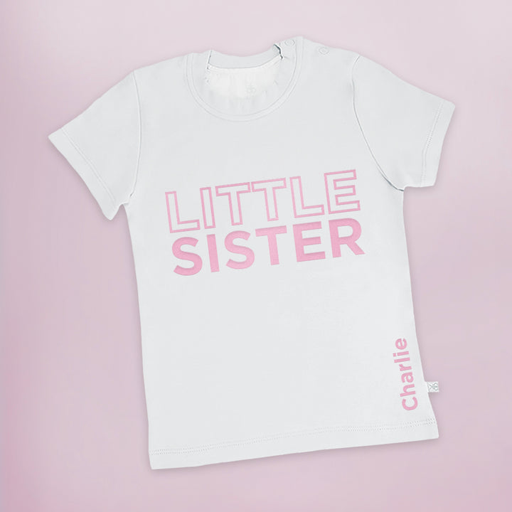 Sibling Gift Personalised Little Sister Short Sleeved T-Shirt 