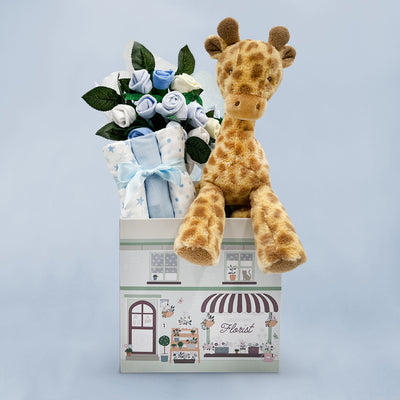 New Baby Boy Hamper With Blue Giraffe