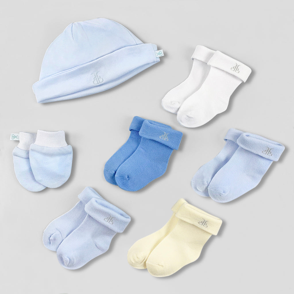 Welcome Baby Clothes Posy With Hooded Baby Towel, Blue